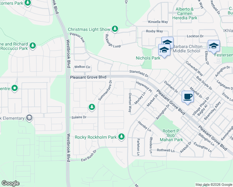 map of restaurants, bars, coffee shops, grocery stores, and more near 1033 Solstice Street in Roseville