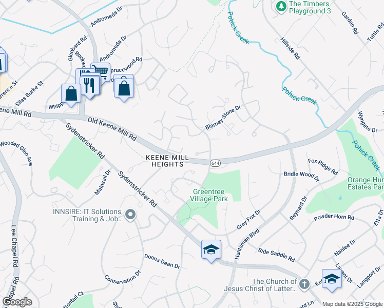 map of restaurants, bars, coffee shops, grocery stores, and more near 9054 Rosewall Court in Springfield
