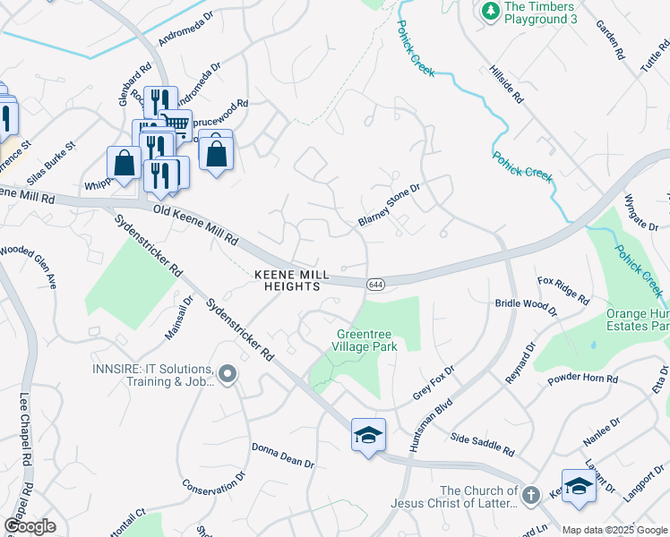 map of restaurants, bars, coffee shops, grocery stores, and more near 9054 Rosewall Court in Springfield