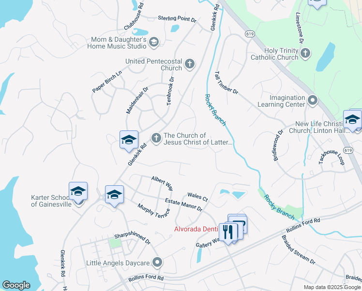 map of restaurants, bars, coffee shops, grocery stores, and more near 8243 Crackling Fire Drive in Gainesville