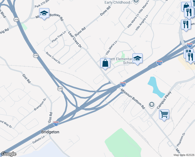 map of restaurants, bars, coffee shops, grocery stores, and more near 4838 Heritage Heights Circle in Hazelwood