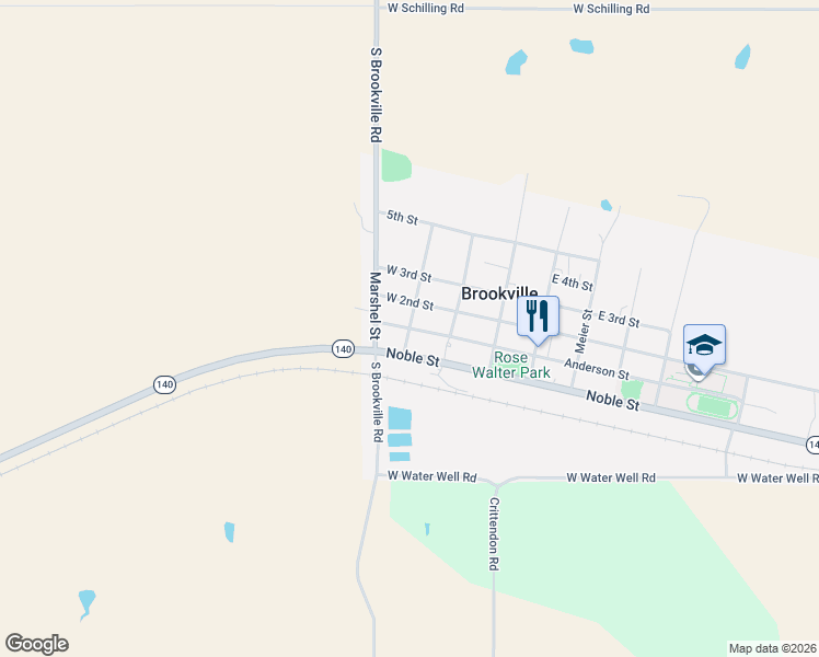 map of restaurants, bars, coffee shops, grocery stores, and more near West Anderson Street in Brookville