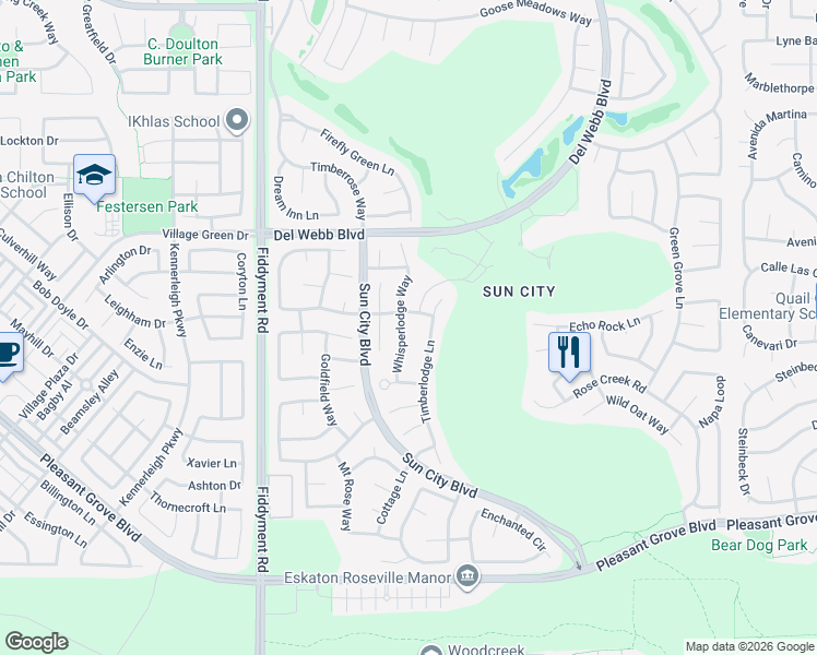 map of restaurants, bars, coffee shops, grocery stores, and more near 5976 Whisperlodge Way in Roseville