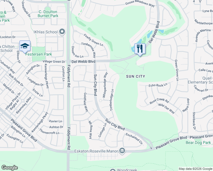 map of restaurants, bars, coffee shops, grocery stores, and more near 5976 Whisperlodge Way in Roseville