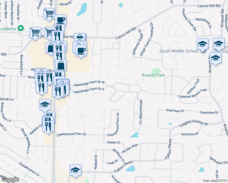 map of restaurants, bars, coffee shops, grocery stores, and more near 10 La Costa Court in O'Fallon