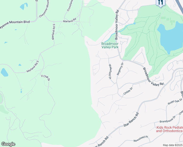map of restaurants, bars, coffee shops, grocery stores, and more near 415 Roxbury Circle in Colorado Springs