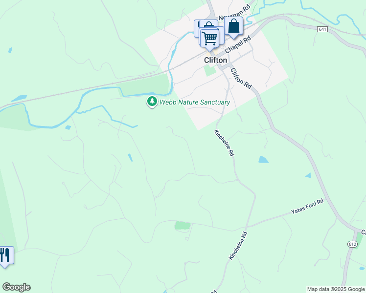 map of restaurants, bars, coffee shops, grocery stores, and more near 12820 Dunvegan Drive in Clifton