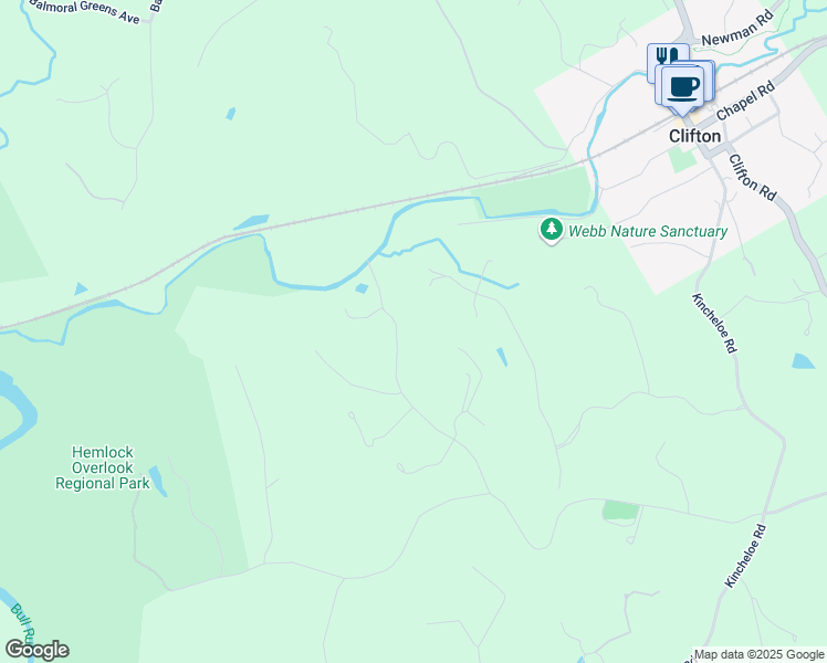 map of restaurants, bars, coffee shops, grocery stores, and more near 7507 Evans Ford Road in Clifton