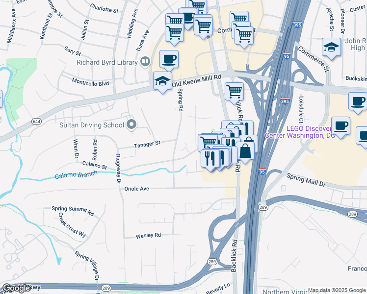 map of restaurants, bars, coffee shops, grocery stores, and more near in Springfield