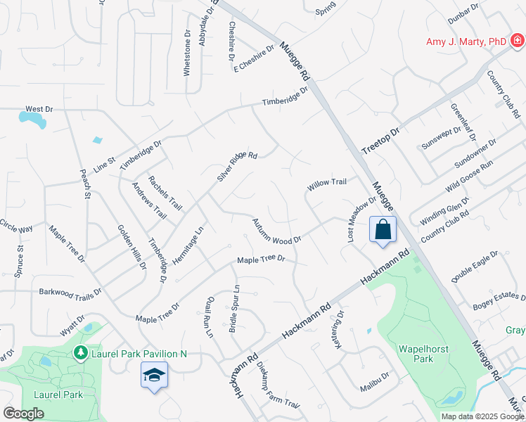 map of restaurants, bars, coffee shops, grocery stores, and more near 2115 Autumn Wood Drive in Saint Charles