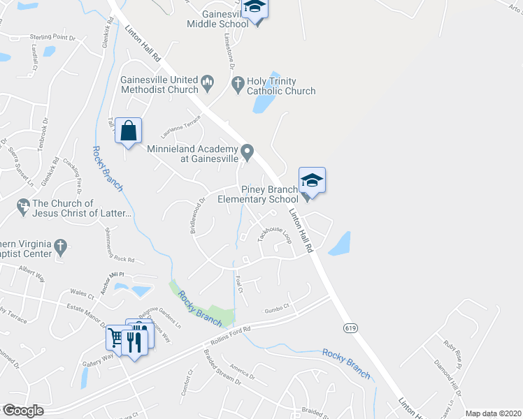 map of restaurants, bars, coffee shops, grocery stores, and more near 13600 Filly Court in Gainesville