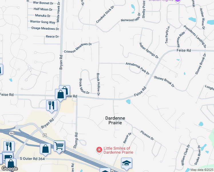 map of restaurants, bars, coffee shops, grocery stores, and more near 78 Brook Hollow Court in O'Fallon
