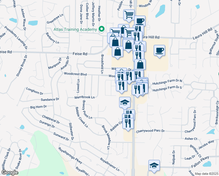 map of restaurants, bars, coffee shops, grocery stores, and more near 2425 Sansonnet Lane in O'Fallon