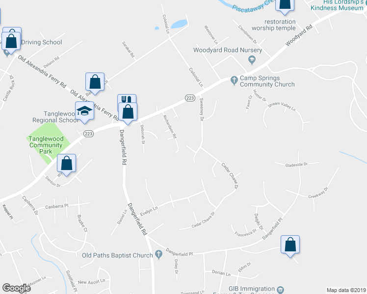 map of restaurants, bars, coffee shops, grocery stores, and more near 8301 Cedar View Court in Clinton