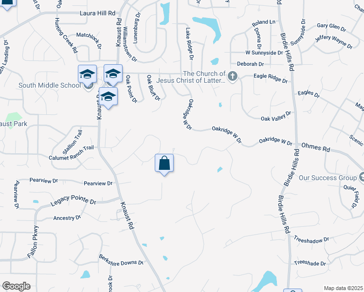 map of restaurants, bars, coffee shops, grocery stores, and more near 140 Oakridge West Drive in St. Peters