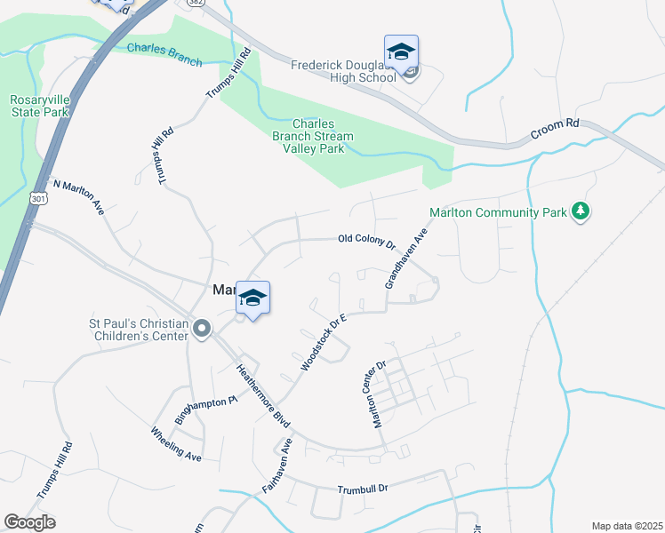 map of restaurants, bars, coffee shops, grocery stores, and more near 8505 Paragon Court in Upper Marlboro