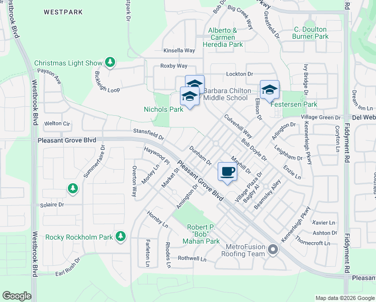 map of restaurants, bars, coffee shops, grocery stores, and more near 2016 Stansfield Drive in Roseville