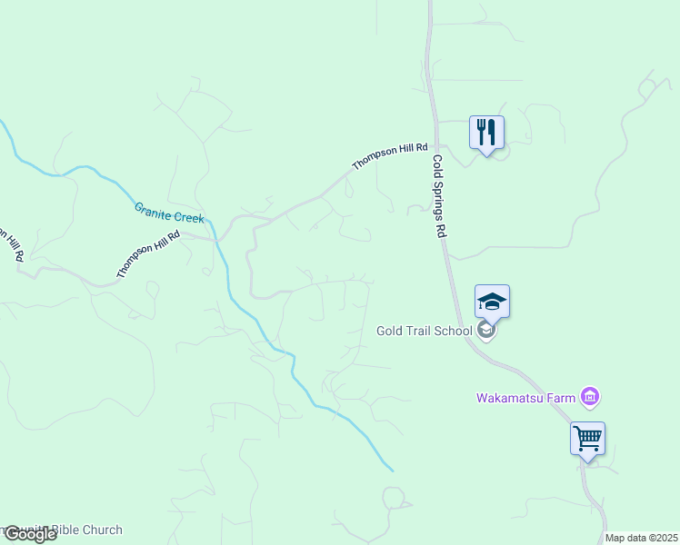 map of restaurants, bars, coffee shops, grocery stores, and more near 1125 Los Robles Road in Placerville