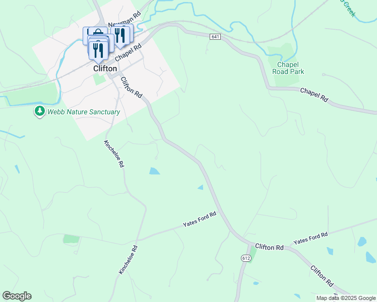 map of restaurants, bars, coffee shops, grocery stores, and more near 7231 Clifton Road in Clifton