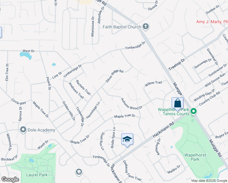 map of restaurants, bars, coffee shops, grocery stores, and more near 38 Kentucky Blue Ridge Court in Saint Charles