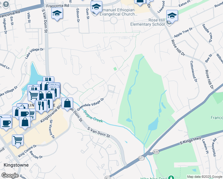 map of restaurants, bars, coffee shops, grocery stores, and more near 5306 Sandyford Street in Alexandria