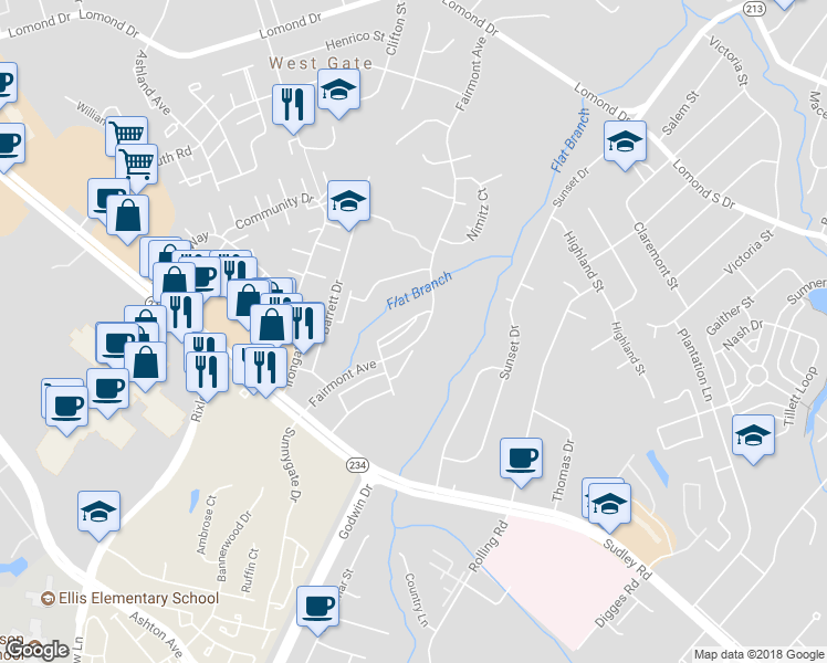 map of restaurants, bars, coffee shops, grocery stores, and more near 8341 Scotland Loop in Manassas