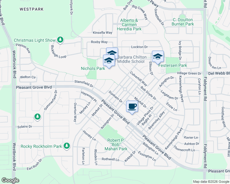 map of restaurants, bars, coffee shops, grocery stores, and more near 2945 Market Street in Roseville