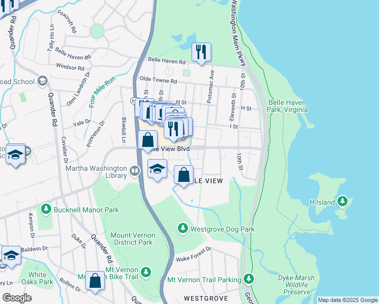 map of restaurants, bars, coffee shops, grocery stores, and more near 101 Independence Avenue Southeast in Washington