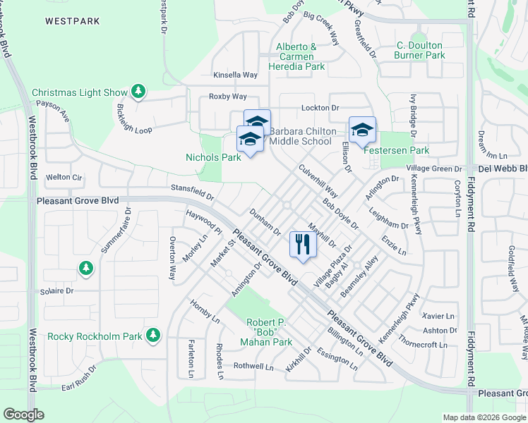 map of restaurants, bars, coffee shops, grocery stores, and more near 2945 Market Street in Roseville