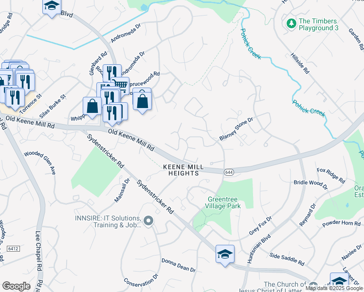 map of restaurants, bars, coffee shops, grocery stores, and more near 9149 Forest Breeze Court in Springfield