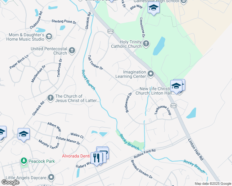 map of restaurants, bars, coffee shops, grocery stores, and more near 8416 Holstein Pony Court in Gainesville