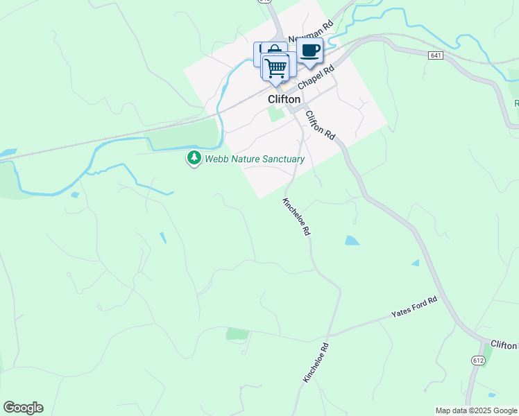 map of restaurants, bars, coffee shops, grocery stores, and more near 12760 Dunvegan Dr in Clifton