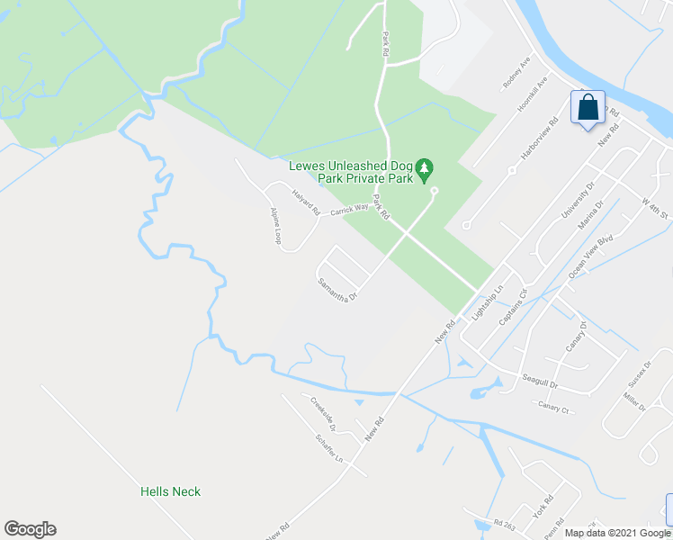 map of restaurants, bars, coffee shops, grocery stores, and more near 124 Carter Way in Lewes