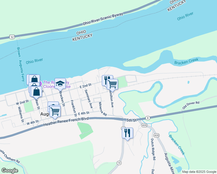 map of restaurants, bars, coffee shops, grocery stores, and more near 210 Hamilton Avenue in Augusta
