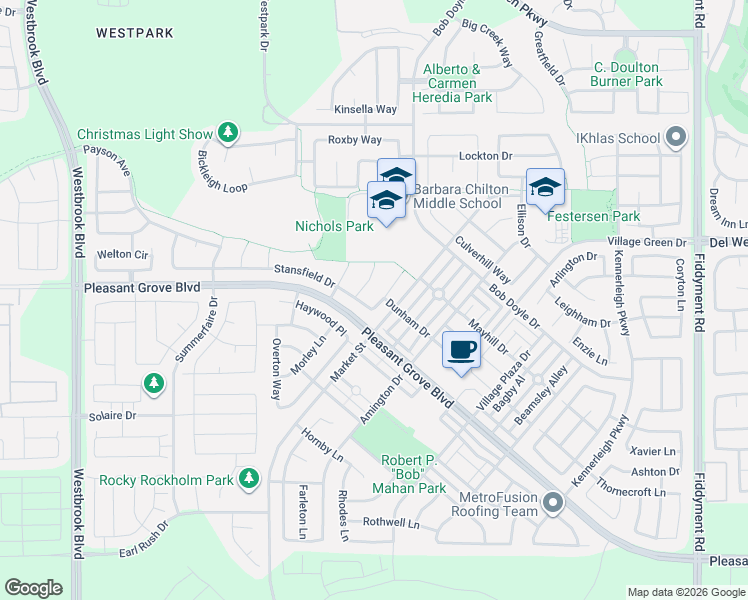 map of restaurants, bars, coffee shops, grocery stores, and more near 2016 Stansfield Drive in Roseville