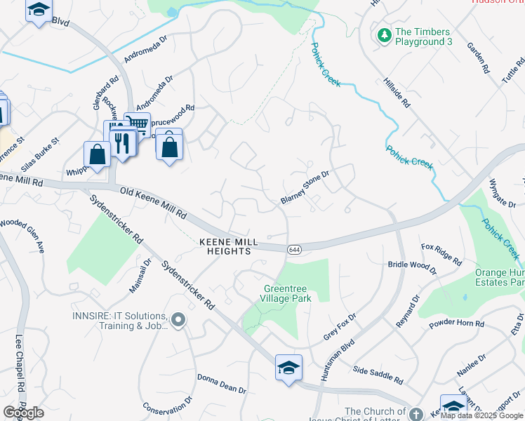 map of restaurants, bars, coffee shops, grocery stores, and more near 9068 Blarney Stone Drive in Springfield