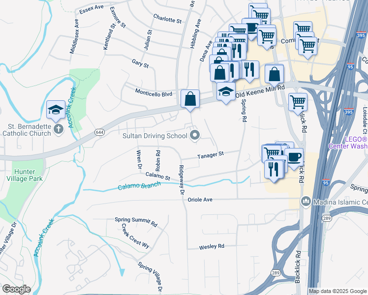 map of restaurants, bars, coffee shops, grocery stores, and more near 6667 Ridgeway Dr in Springfield