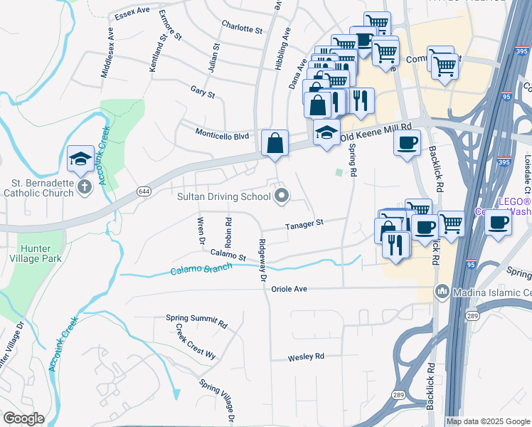 map of restaurants, bars, coffee shops, grocery stores, and more near 6667 Ridgeway Dr in Springfield