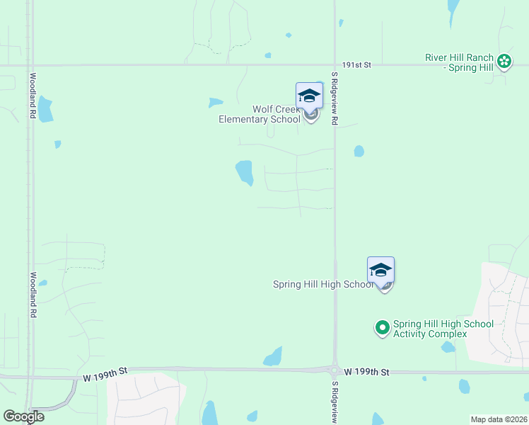 map of restaurants, bars, coffee shops, grocery stores, and more near 18527 West 194th Terrace in Spring Hill