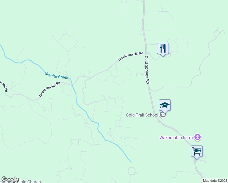 map of restaurants, bars, coffee shops, grocery stores, and more near 1125 Los Robles Road in Placerville