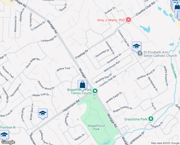 map of restaurants, bars, coffee shops, grocery stores, and more near 2708 Wood Eagles Drive in Saint Charles