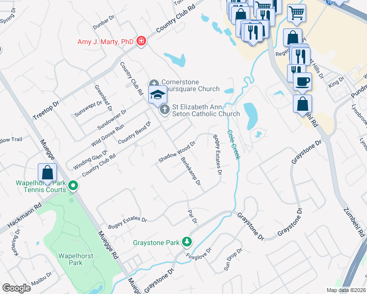 map of restaurants, bars, coffee shops, grocery stores, and more near 1476 Shadow Wood Drive in Saint Charles