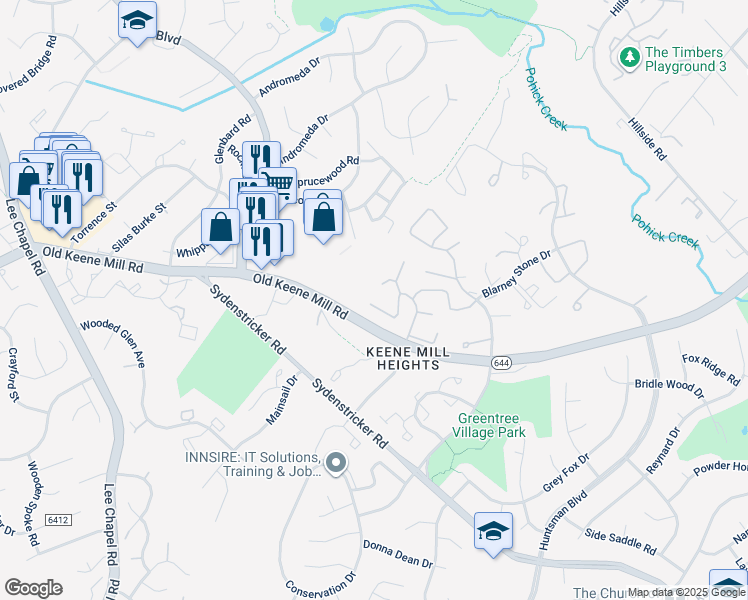 map of restaurants, bars, coffee shops, grocery stores, and more near 9188 Forest Breeze Court in Springfield
