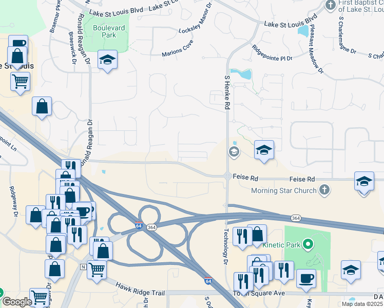 map of restaurants, bars, coffee shops, grocery stores, and more near 116 Ripple creek dr in Lake Saint Louis