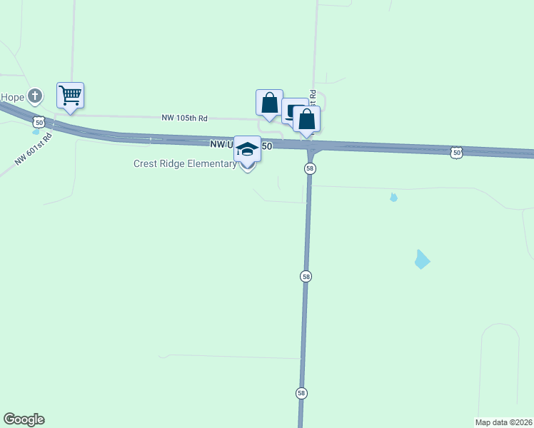 map of restaurants, bars, coffee shops, grocery stores, and more near 92 Missouri 58 in Centerview