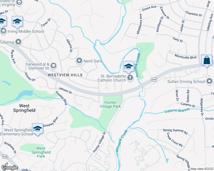map of restaurants, bars, coffee shops, grocery stores, and more near 7741 Tiverton Dr in Springfield