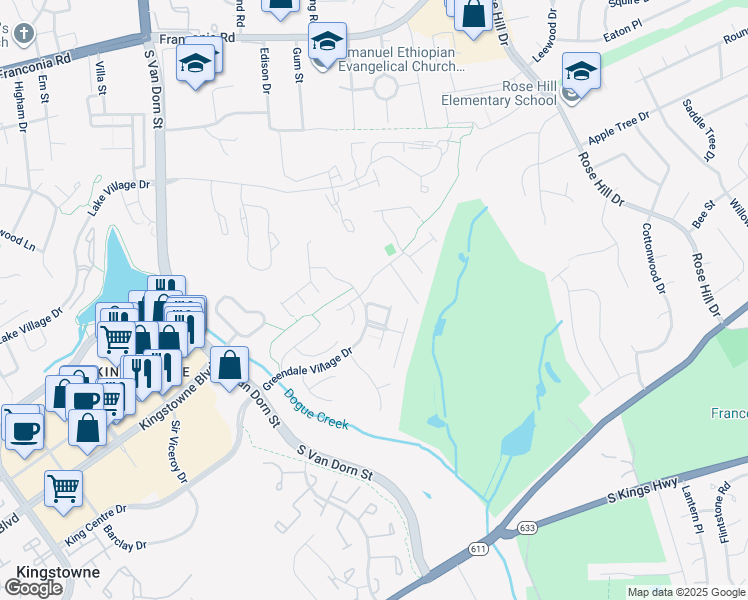 map of restaurants, bars, coffee shops, grocery stores, and more near 5316 Jesmond Street in Alexandria