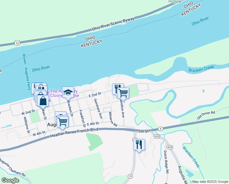 map of restaurants, bars, coffee shops, grocery stores, and more near 210 Hamilton Avenue in Augusta