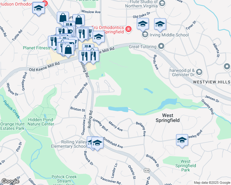 map of restaurants, bars, coffee shops, grocery stores, and more near 8209 Taunton Place in West Springfield
