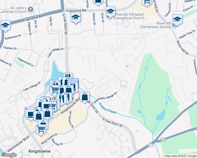 map of restaurants, bars, coffee shops, grocery stores, and more near 6568 Trask Terrace in Alexandria